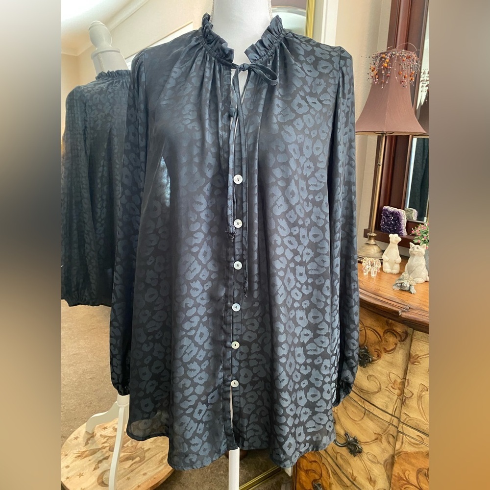 Show Me Your MuMu Black Tie Front Blouse